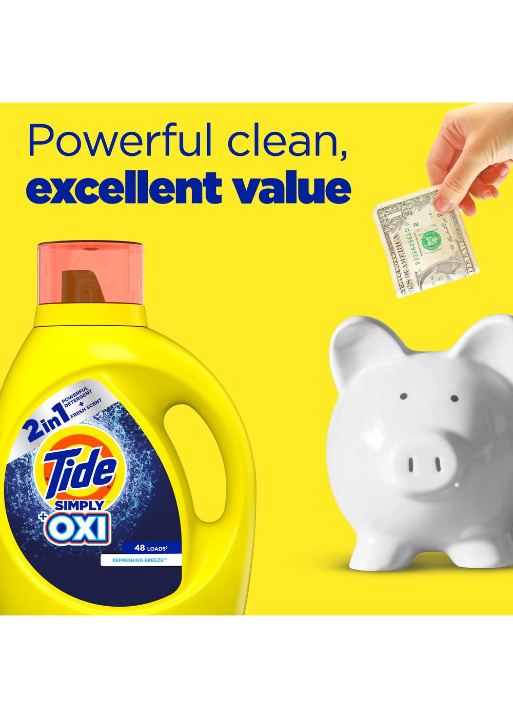 Tide + Simply Oxi HE Liquid Laundry Detergent, 48 Loads - Refreshing ...