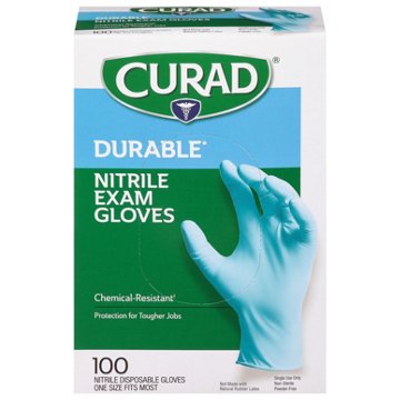 Curad Durable Nitrile Exam Gloves, 100 ct