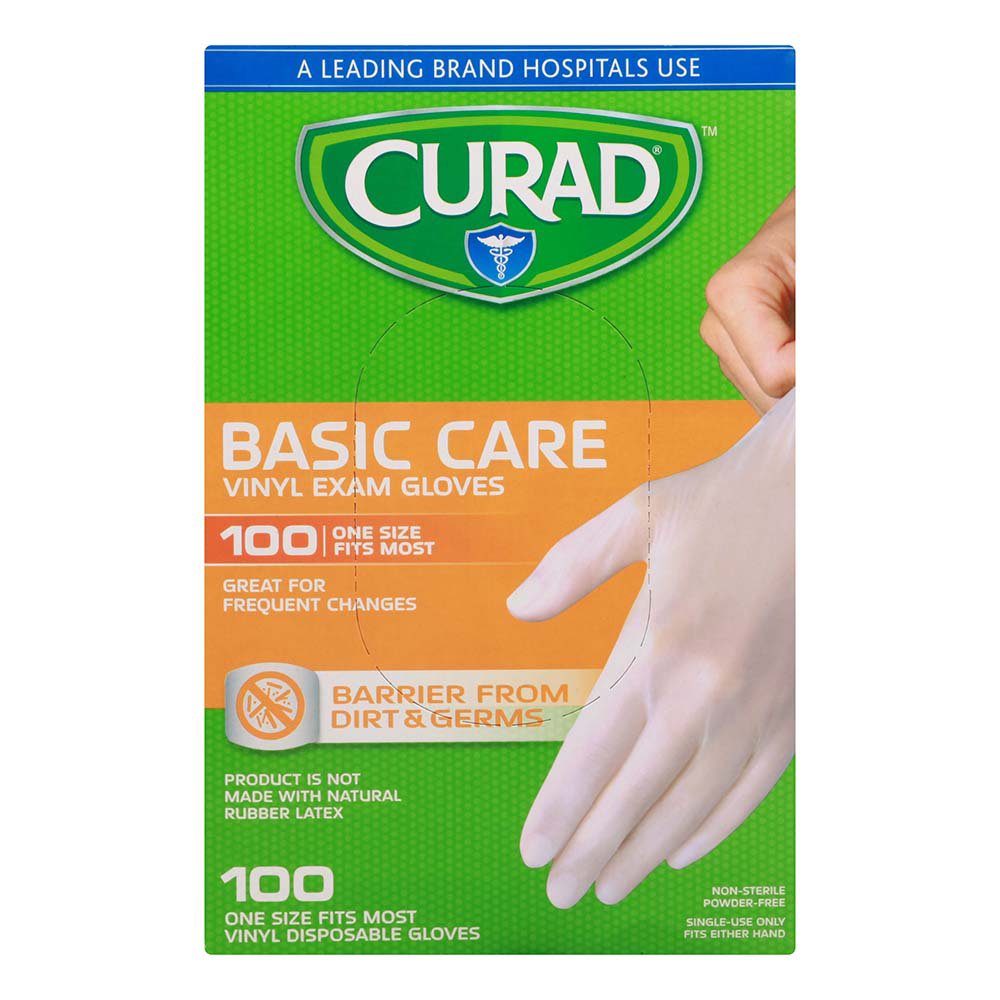 Curad Basic Care Vinyl Exam Gloves, 100 ct | Low Prices & Quality