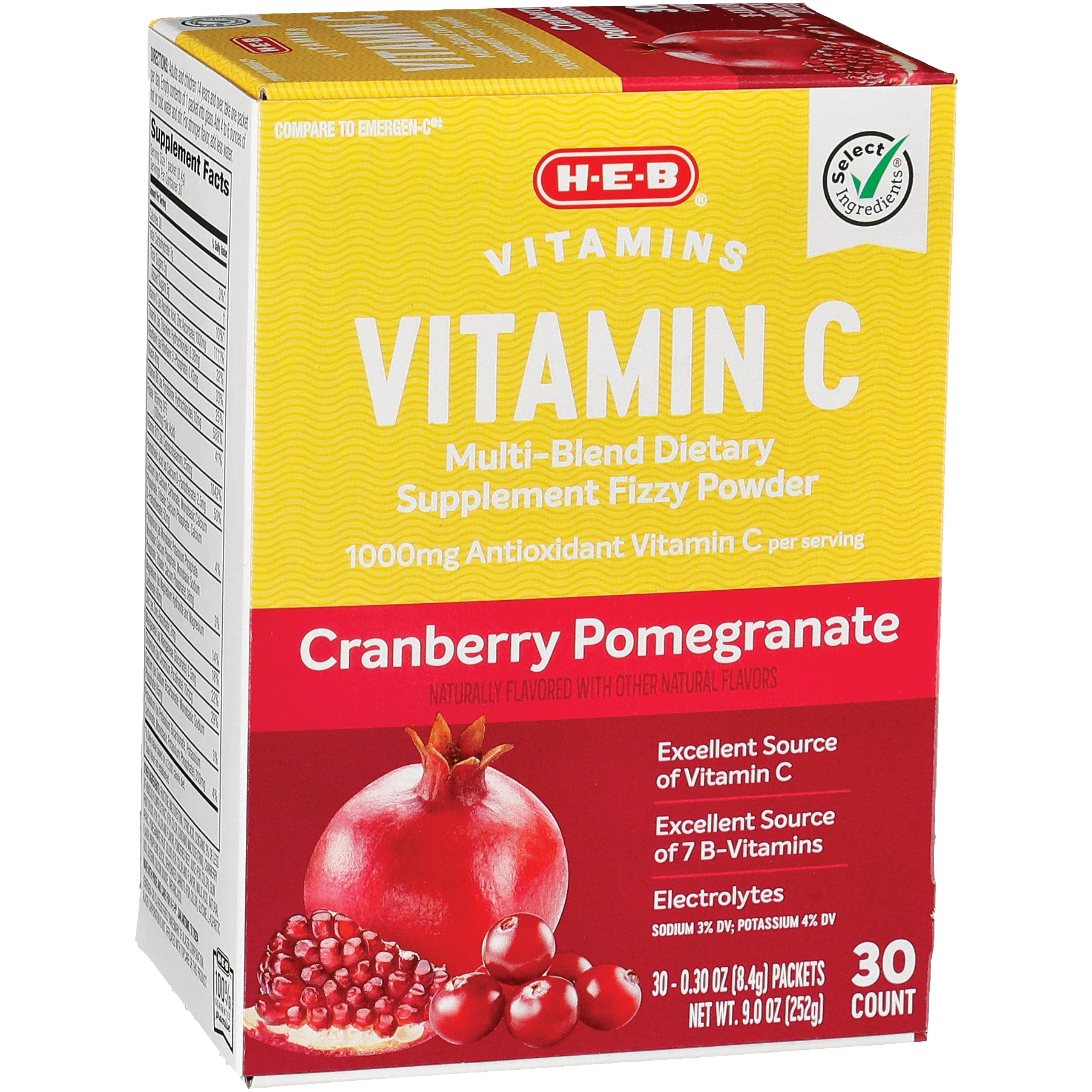 HEB 1000 mg Vitamin C Cranberry Pomegranate Fizzy Powder Drink Mix