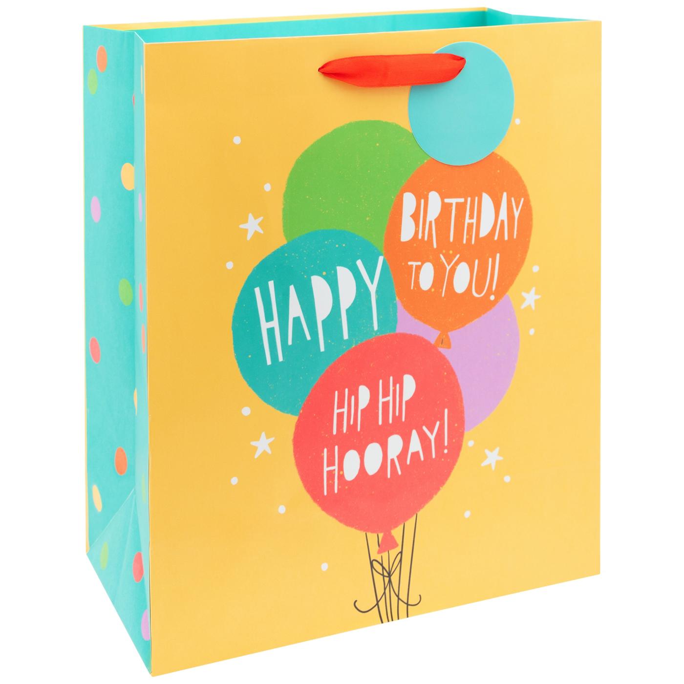 IG Design Hip Hip Hooray Birthday Balloons Paper Gift Bag; image 2 of 2
