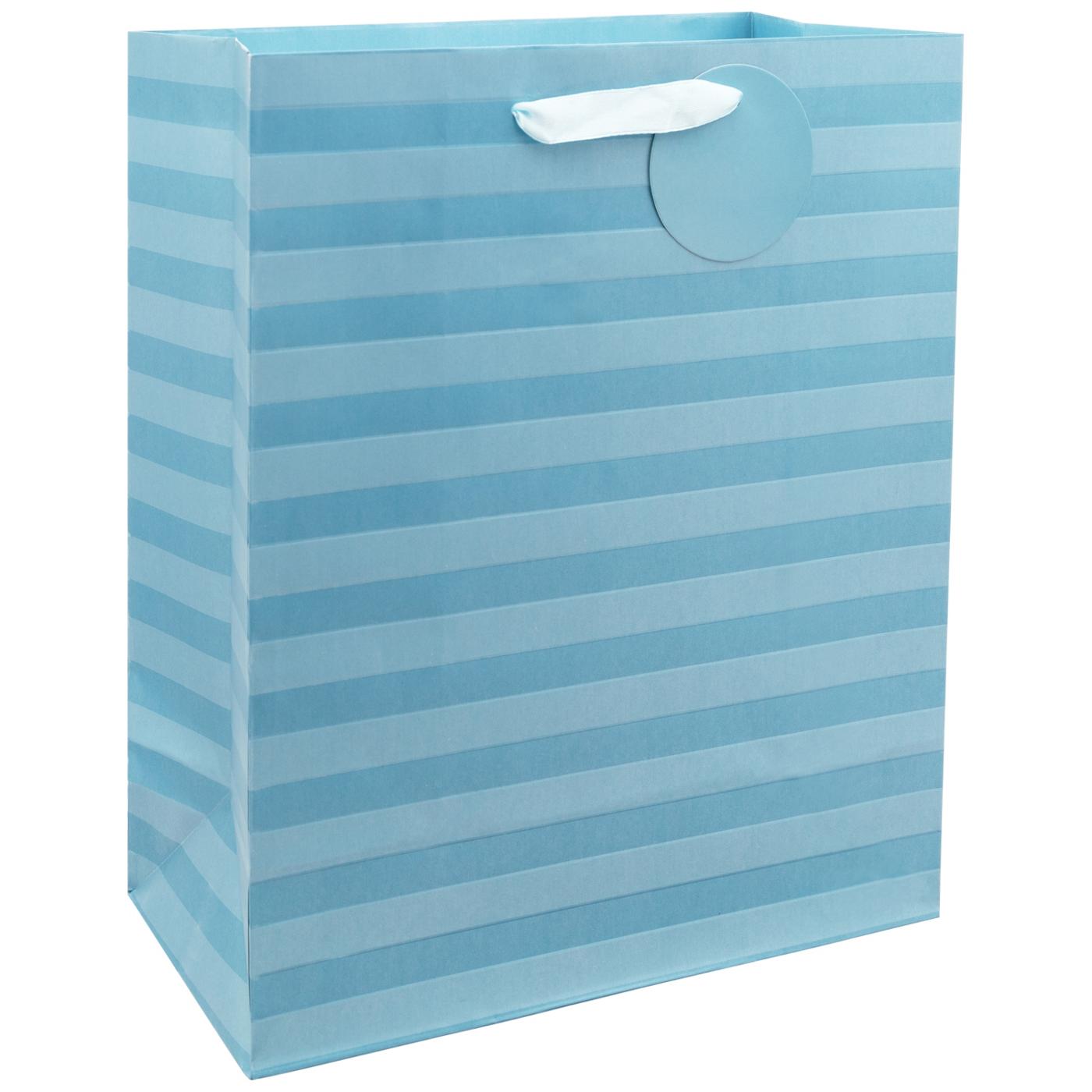 IG Design Metallic Stripes Paper Gift Bag - Blue; image 2 of 2