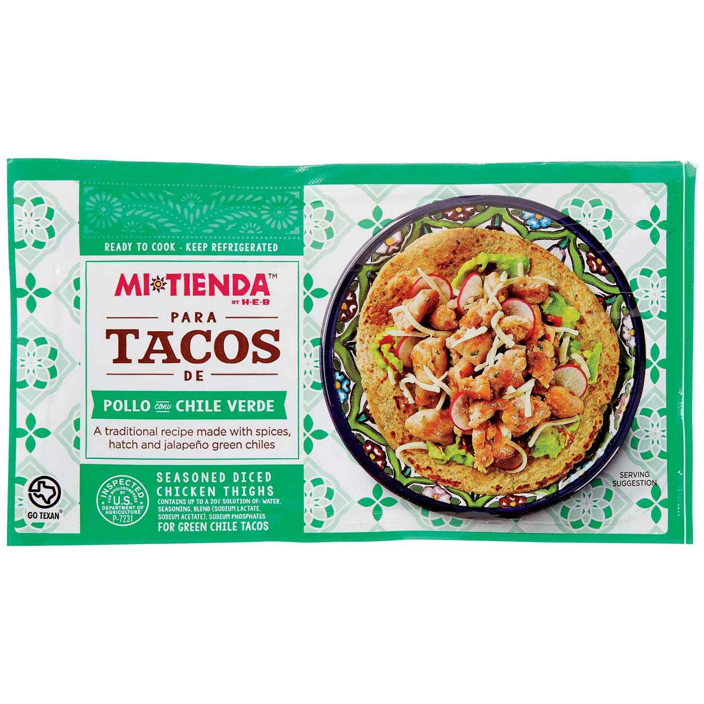 H-E-B Mi Tienda Seasoned Diced Chicken Thighs for Tacos - Pollo Chile Verde; image 1 of 2