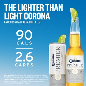 Corona Premier Mexican Lager Import Lower Calorie Light Beer, 6 pk, 12 oz