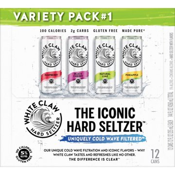 White Claw Hard Seltzer Variety 12 pk Cans, 12 oz