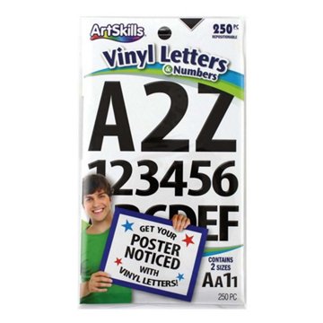 ArtSkills Vinyl Letters & Numbers Stickers - Black, 250 pc