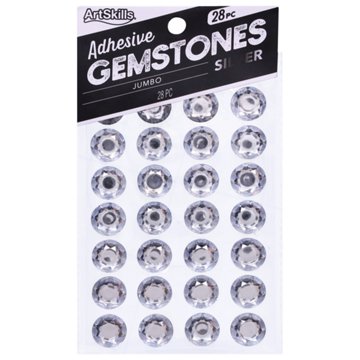 ArtSkills Jumbo Adhesive Gemstones - Silver, 28 pc