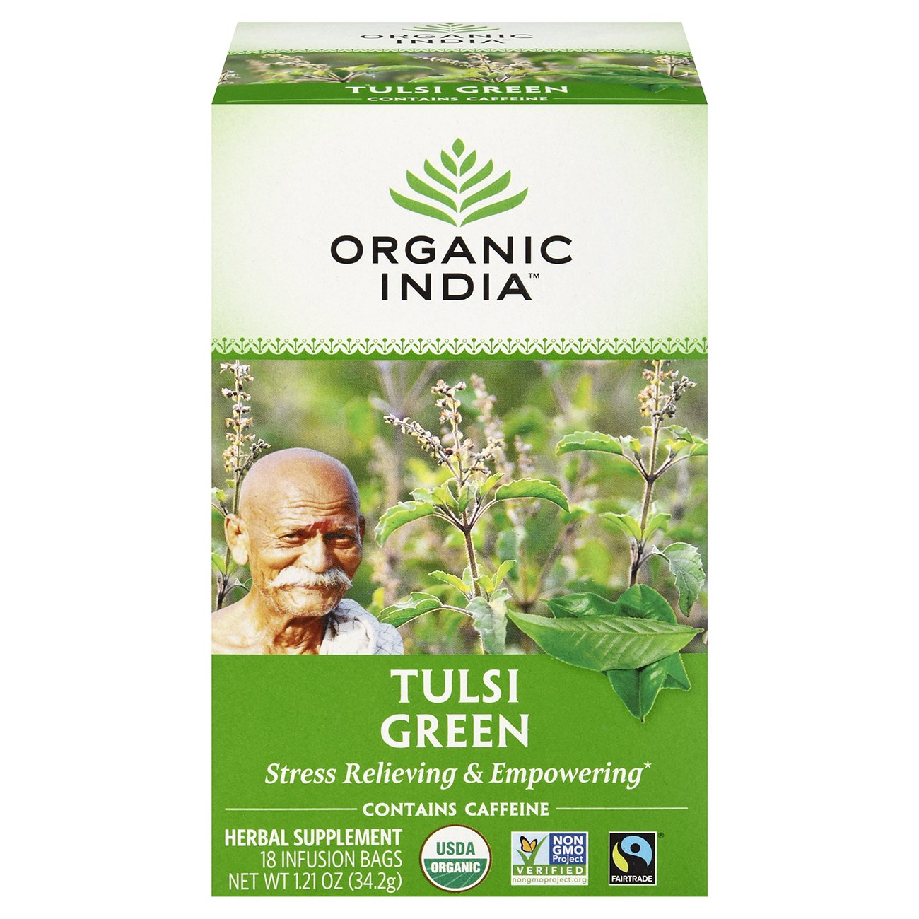 Organic India Tulsi Holy Basil Green Tea Infusion Bags, 18 ct