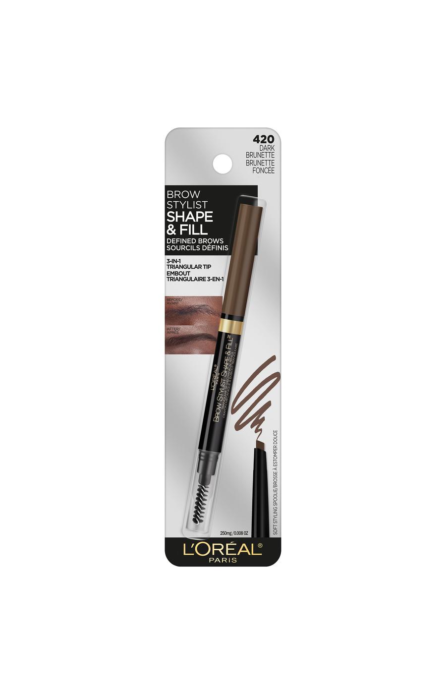 L'Oréal Paris Brow Stylist Shape and Fill Mechanical Eye Brow Makeup Pencil Dark Brunette; image 1 of 2