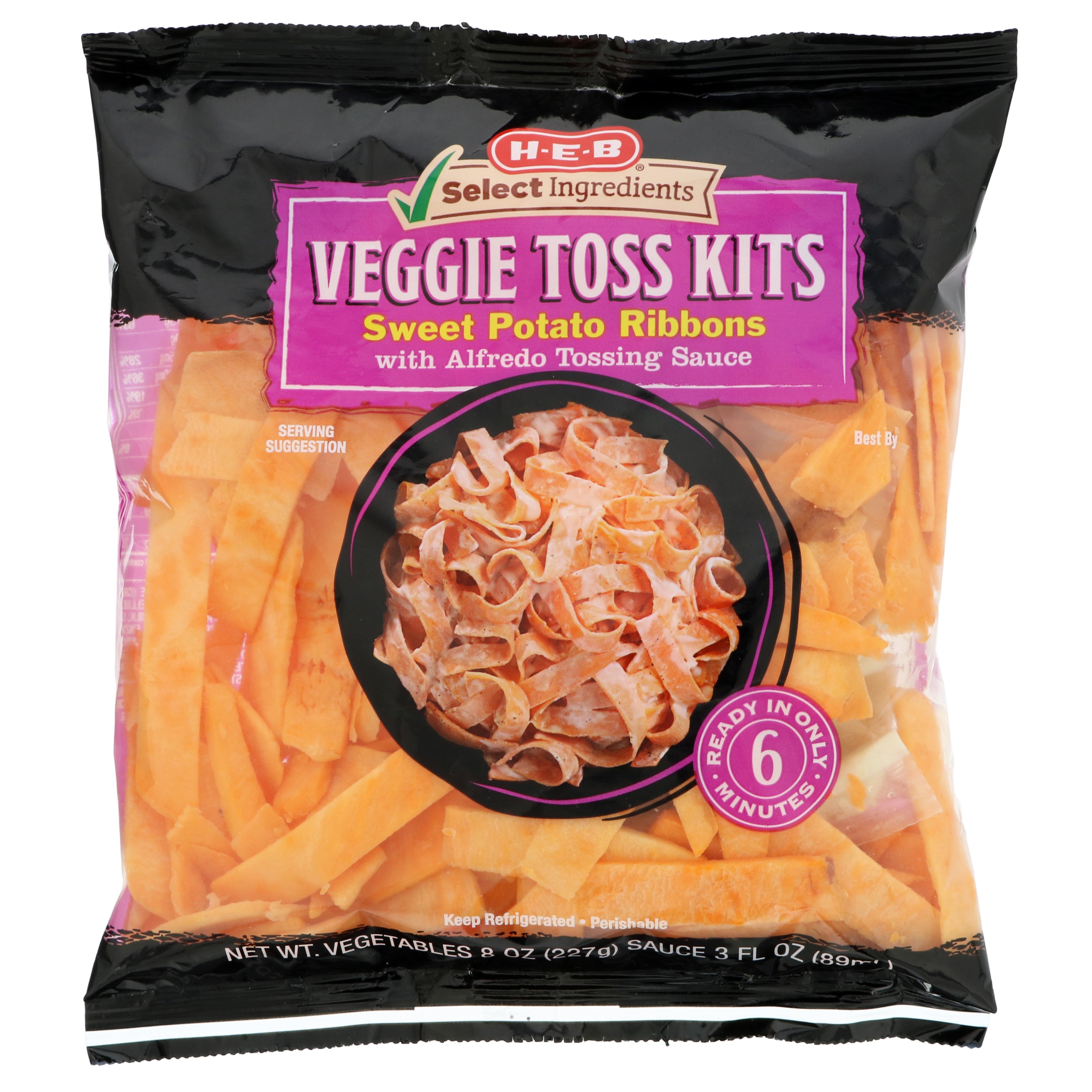 H-E-B Veggie Toss Kit Sweet Potato Ribbon with Alfredo Sauce - Shop ...