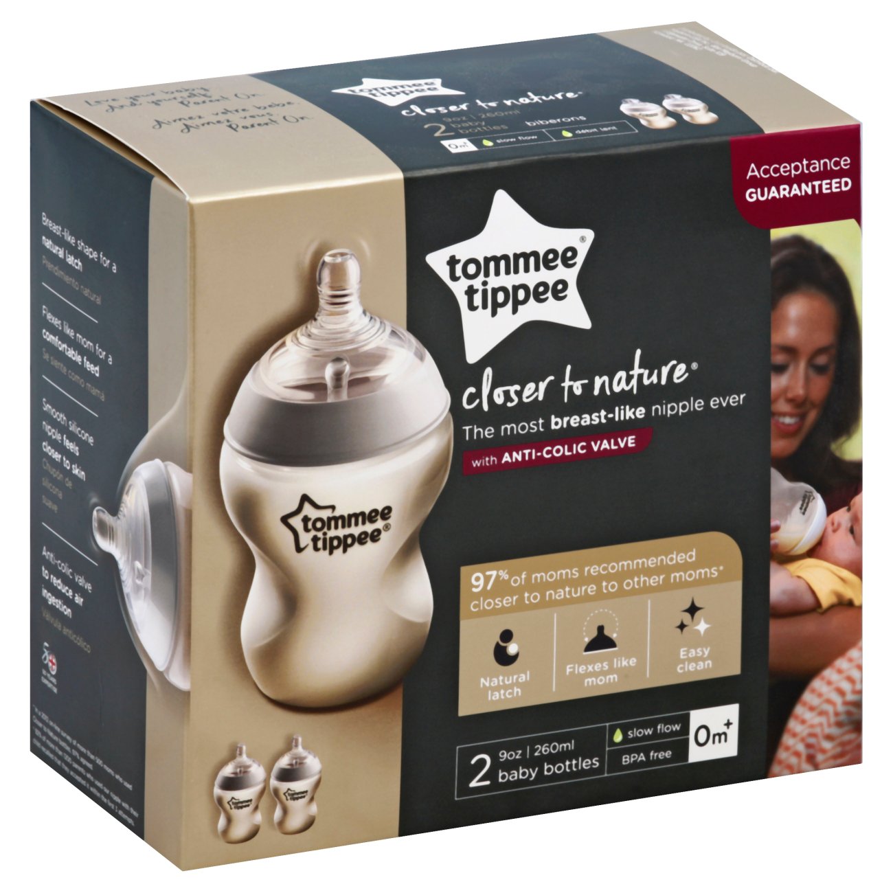 bottle nipple closest to breast nipple