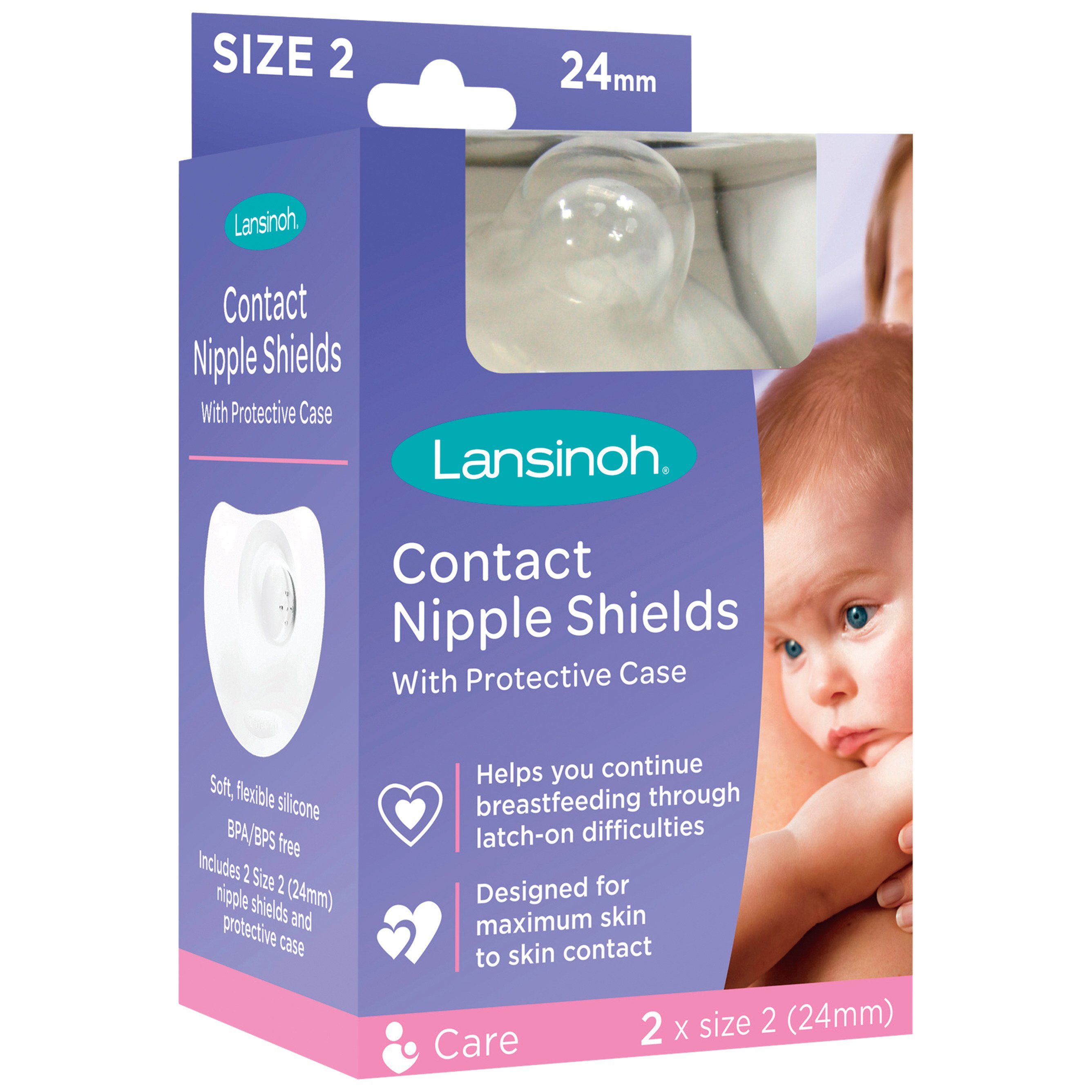 Lansinoh Contact Nipple Shield with Case - 24mm - 2ct