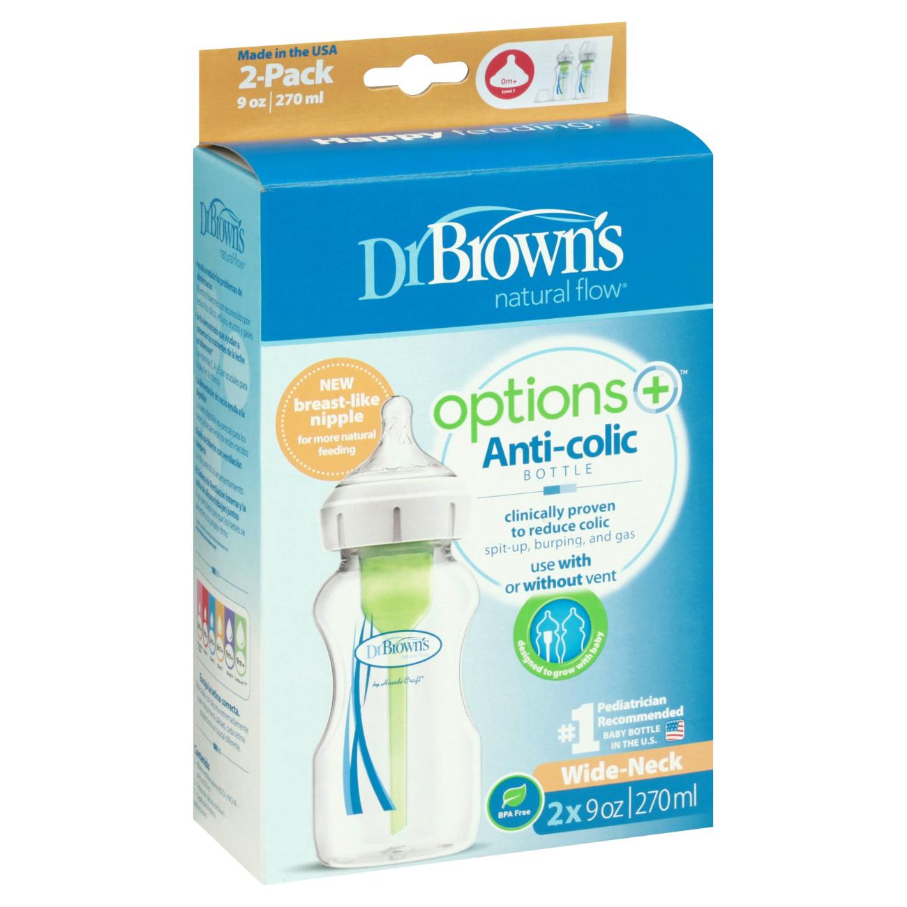 Dr. Brown's Options+ Anti-Colic Wide-Neck 9 oz Bottles; image 1 of 2