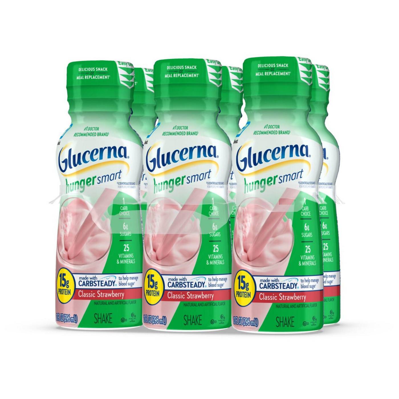 Glucerna Hunger Smart Shake, 15g Protein, Classic Strawberry, 10 fl oz Bottles; image 4 of 13