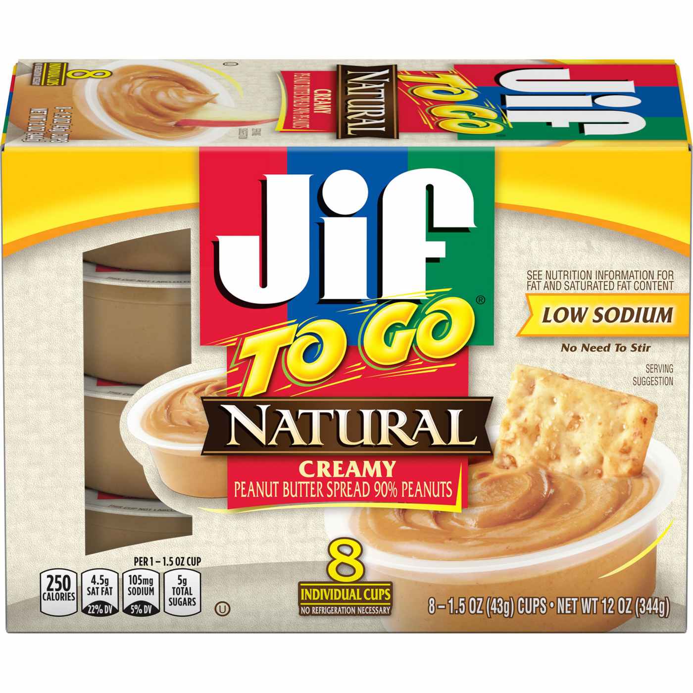 Jif To Go Natural Creamy Peanut Butter 8 pk Cups; image 1 of 5