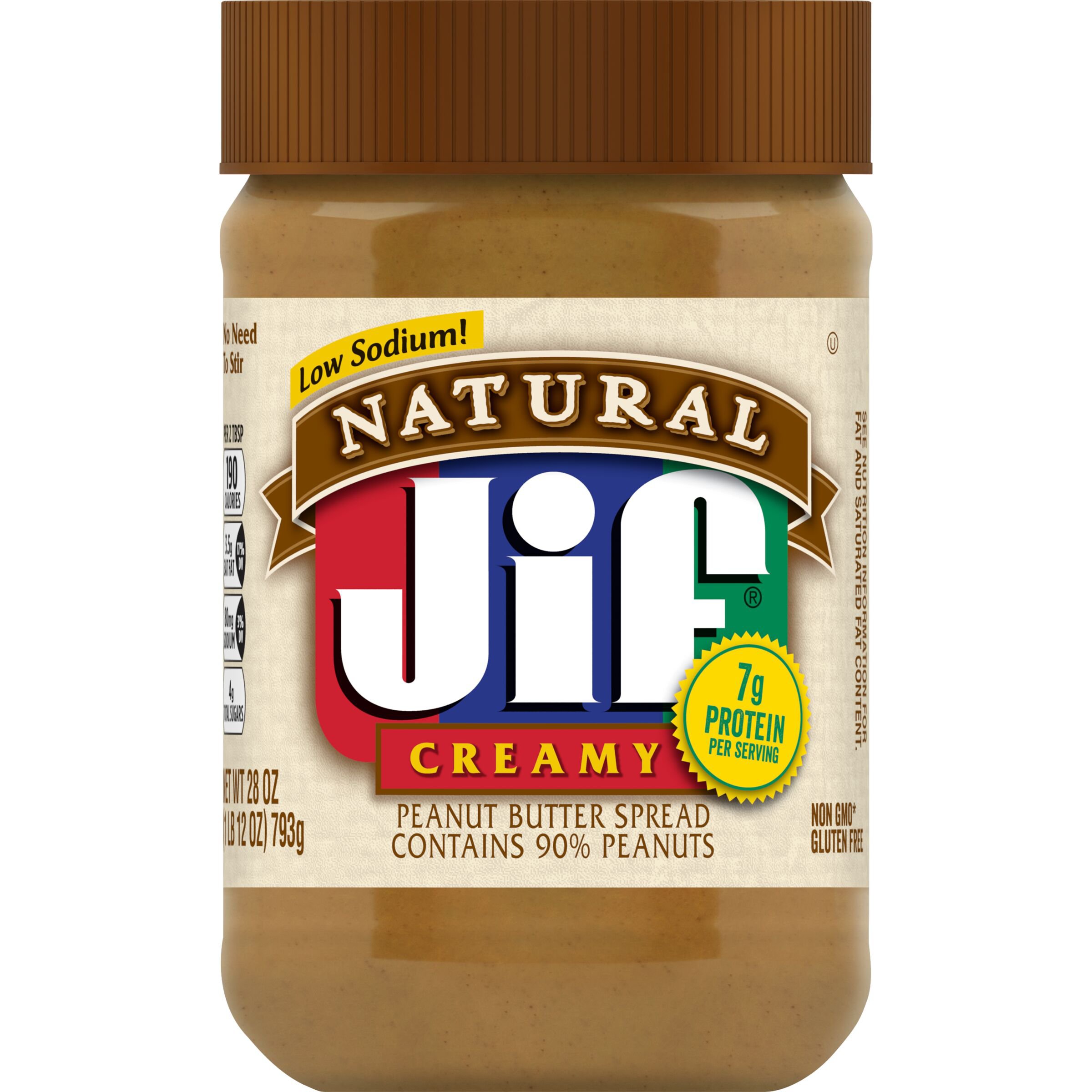 Jif Natural Peanut Butter Spread, Creamy - 16 oz