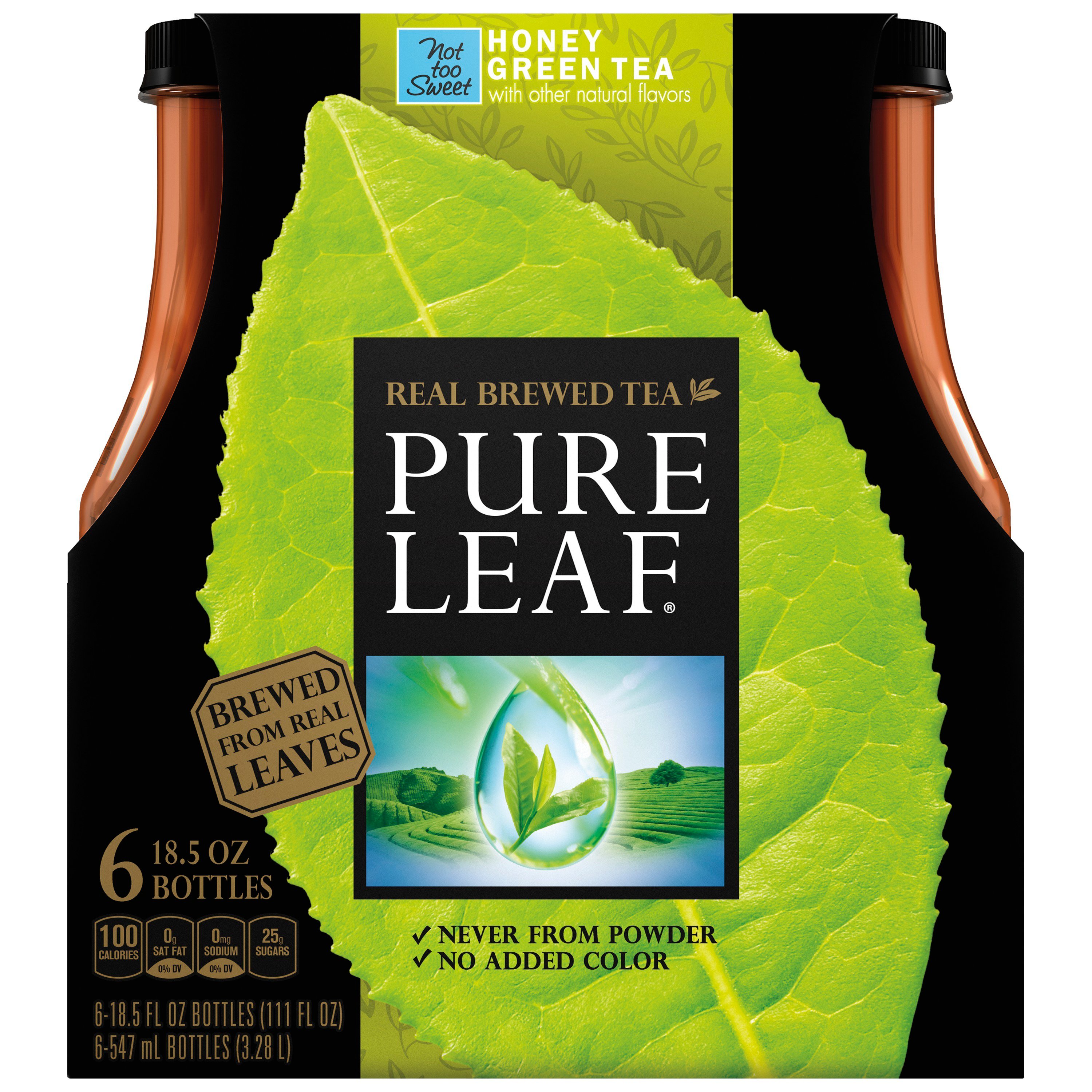 Pure Leaf Real Brewed Tea, Green Tea Flavor, 16.9 Fl Oz, 6 Count