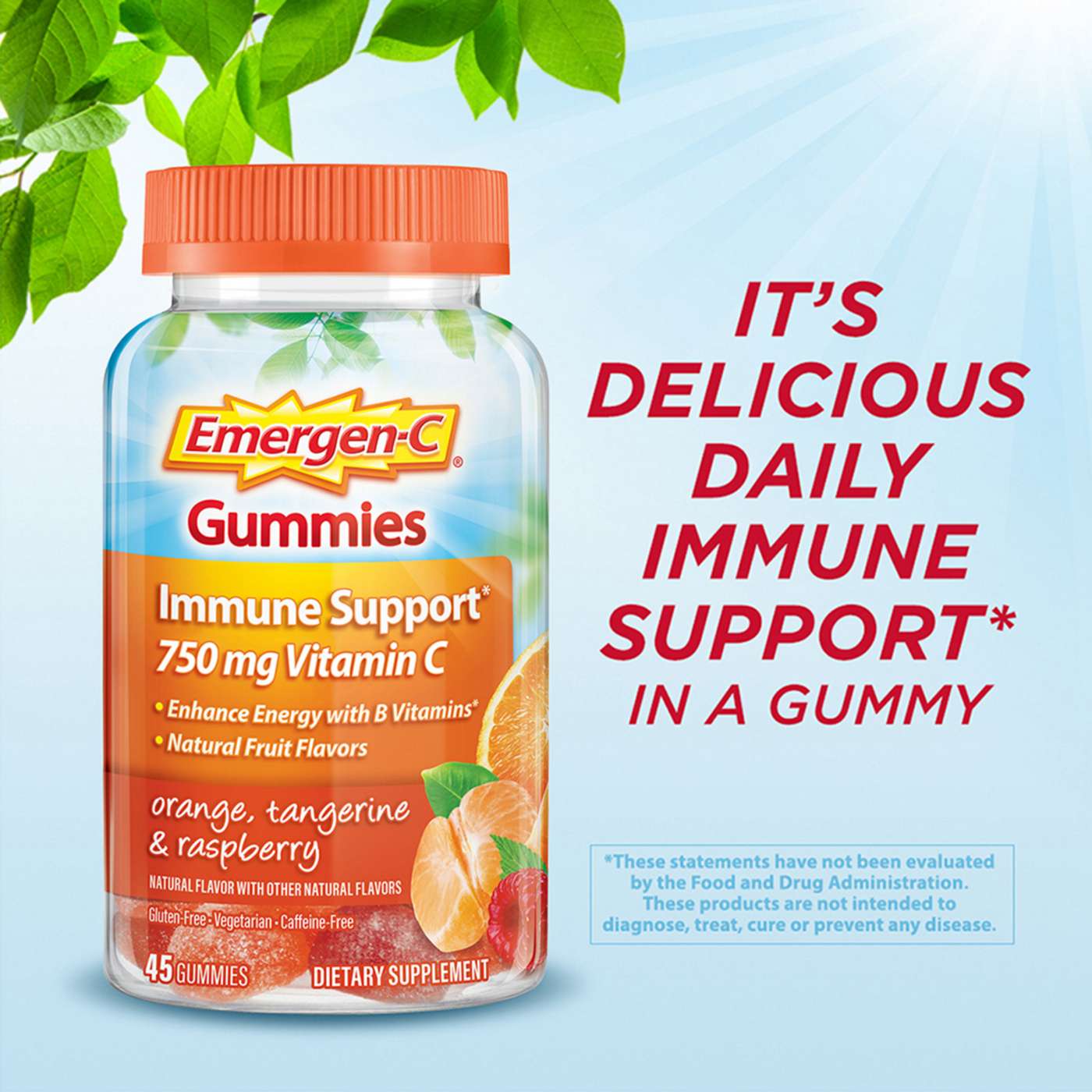 Emergen-C Immune Support 750mg Vitamin C Gummies - Orange, Tangerine and Raspberry; image 5 of 8