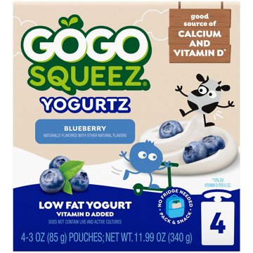 GoGo squeeZ yogurtZ Low Fat Blueberry Yogurt Snack Pouches