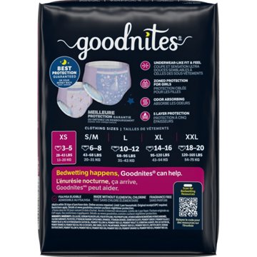 Goodnites Girls' Nighttime Bedwetting Underwear, Size XS (28-43 lbs), 15 ct