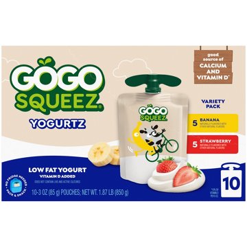 GoGo squeeZ yogurtZ Low Fat Strawberry & Banana Yogurt Snack Pouches