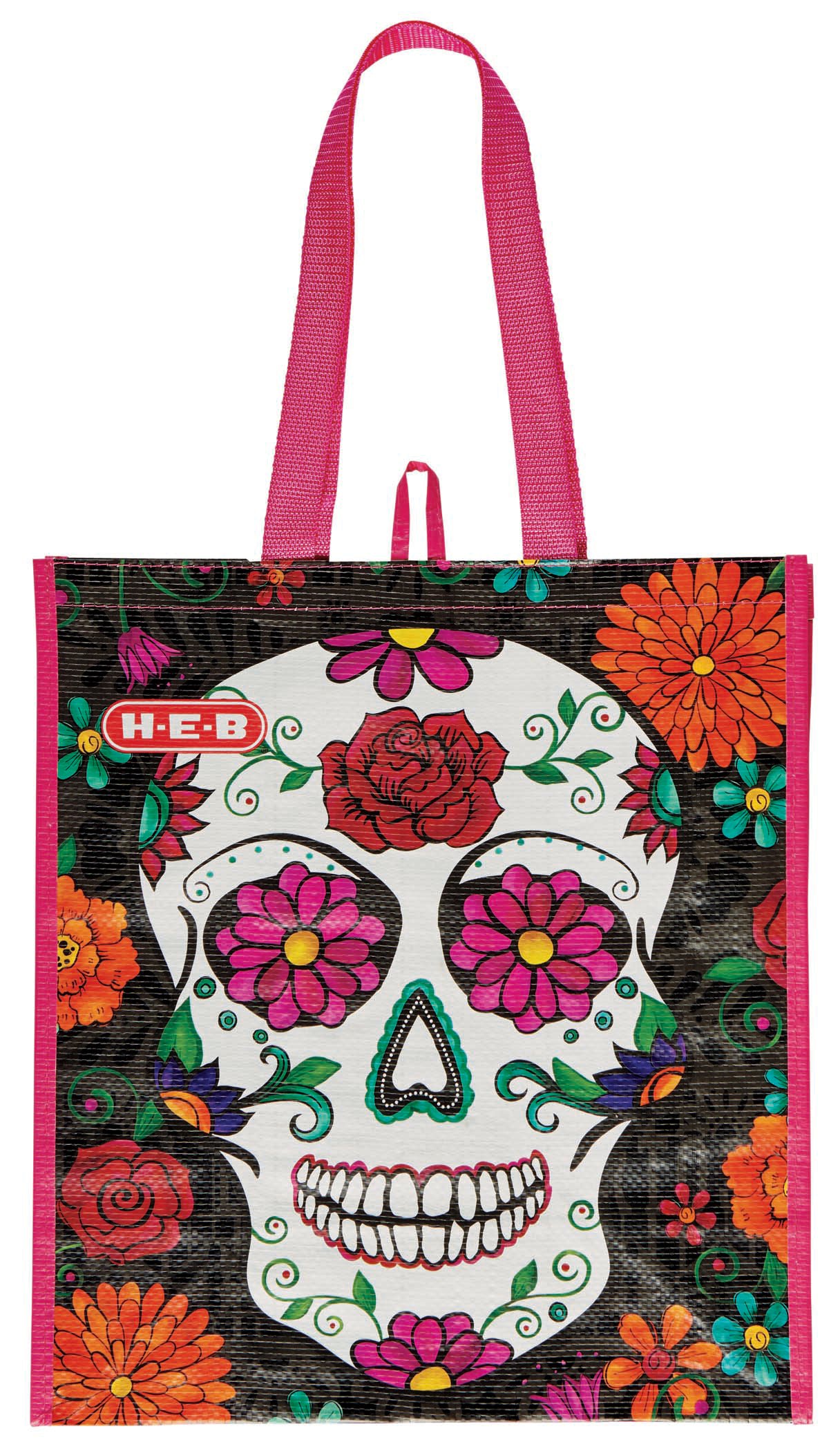 ZzWwR Day of The Dead Sugar Skull Cactus Floral Extra Large Canvas Market Beach Travel Reusable Grocery Shopping Tote Bag Portable Storage HandBags 
