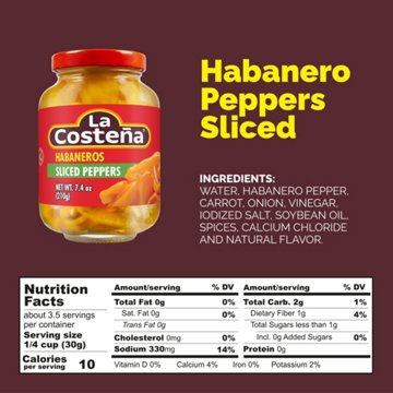 La Costena Sliced Pickled Habanero Peppers, 7.4 oz