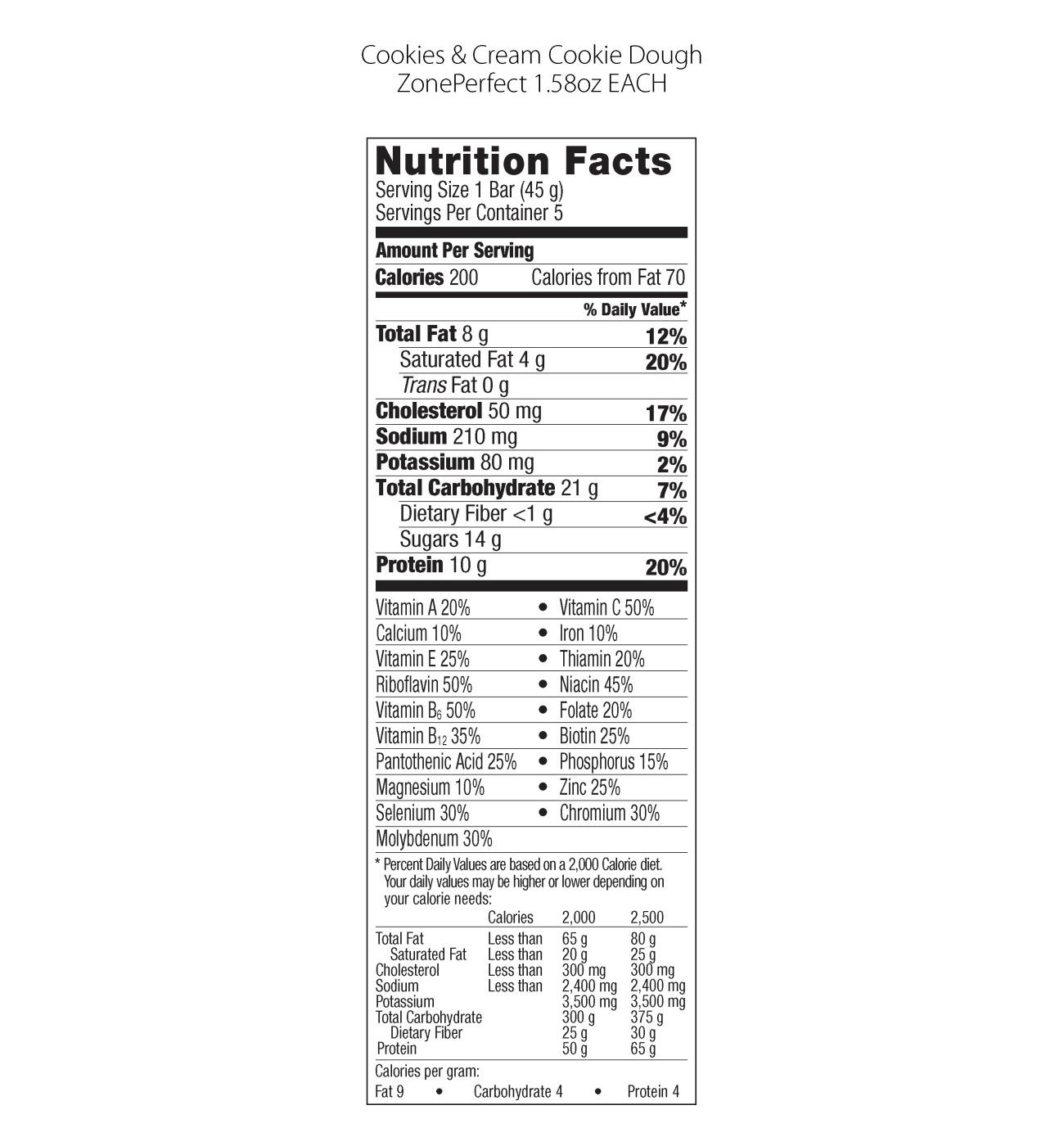 ZonePerfect Nutrition Bars Cookies & Cream Cookie Dough; image 2 of 2