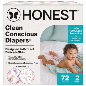 The Honest Company Clean Conscious Diapers, Tutu Cute + Rose Blossom Print - Size 2