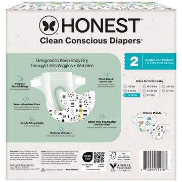 The Honest Company Clean Conscious Diapers,Turtle Time + Pattern Play - Size 2