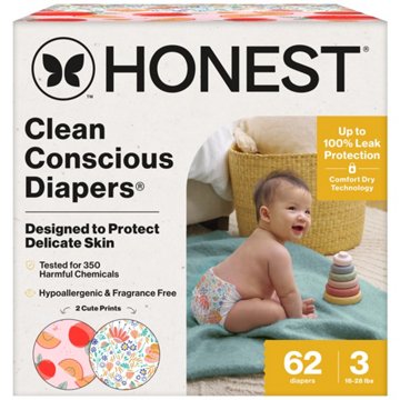 The Honest Company Clean Conscious Diapers, Just Peachy + Flower Power - Size 3