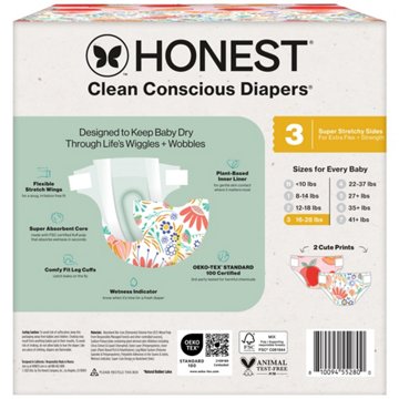 The Honest Company Clean Conscious Diapers, Just Peachy + Flower Power - Size 3