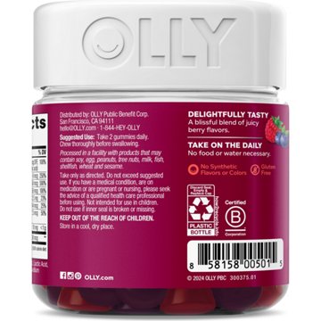 OLLY Women's Multivitamin, Folic Acid & 150 mcg Biotin Gummies - Berry, 90 ct
