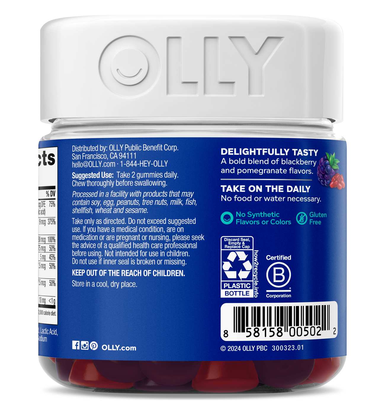OLLY Men's Multivitamin Wellness Support Gummies - Blackberry; image 5 of 5