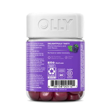 OLLY Sleep Gummy Supplement, 3mg Melatonin, L-Theanine, Chamomile, Blackberry Zen Flavor, 50 Ct, 50 Count