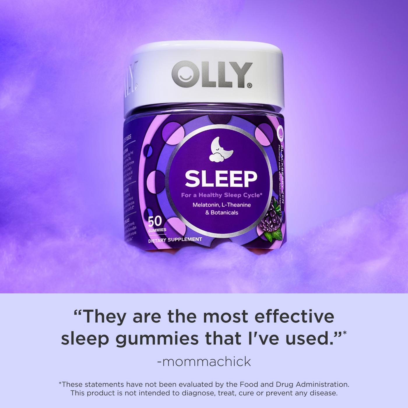 OLLY Sleep Gummy Supplement, 3mg Melatonin, L-Theanine, Chamomile, Blackberry Zen Flavor, 50 Ct; image 5 of 11