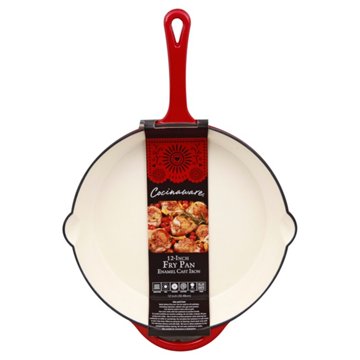 Cocinaware Non-Stick Enamel Cast Iron Fry Pan - Red, 12"