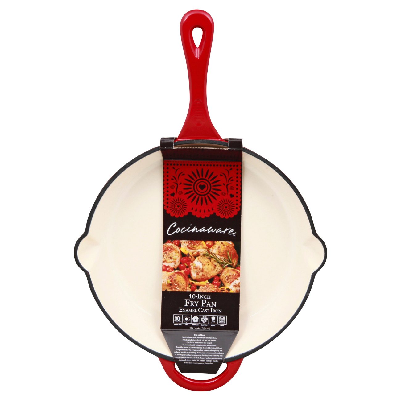 Cocinaware Red Enamel Cast Iron Fry Pan - Shop Frying Pans & Griddles at  H-E-B