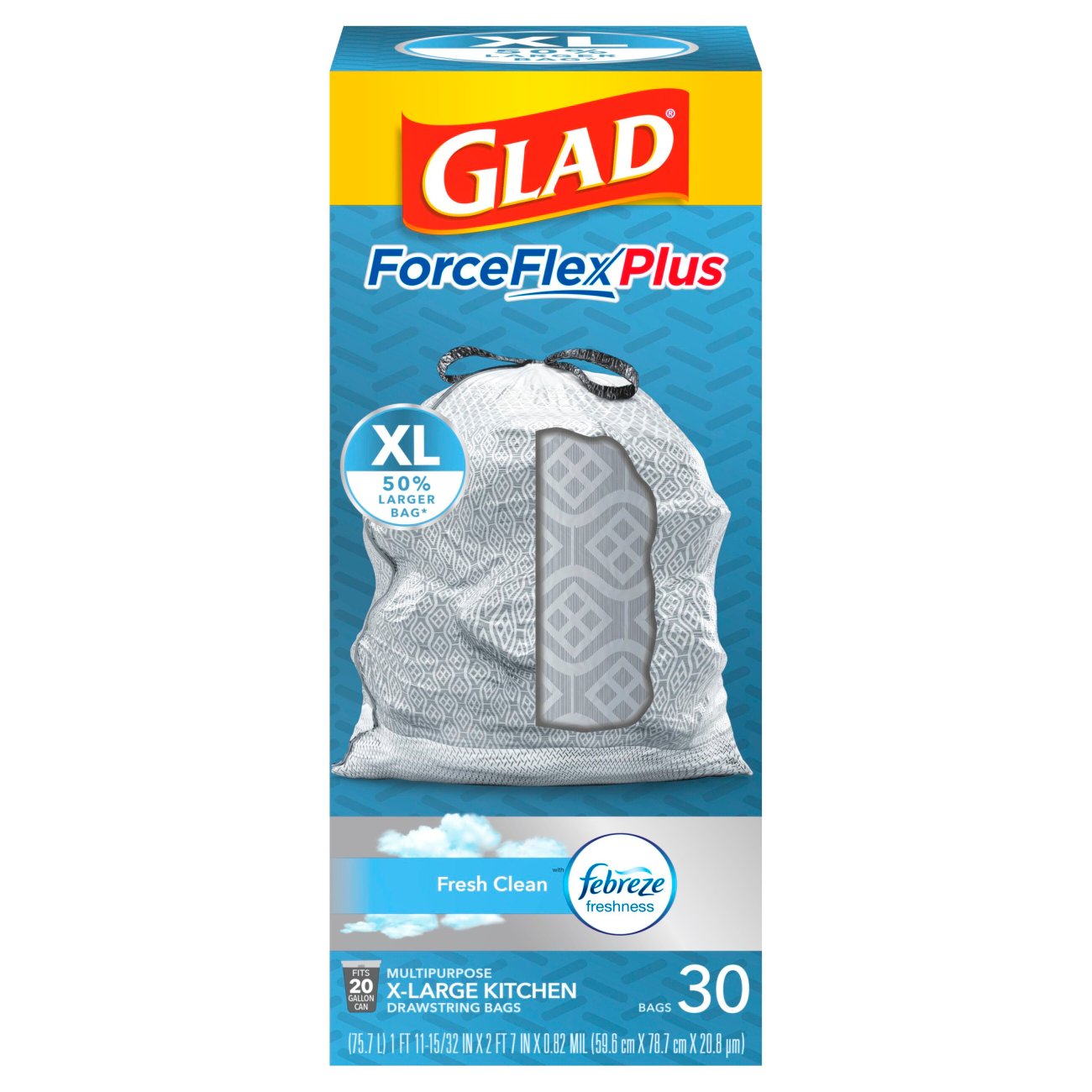 NEW 144 GLAD WAVETOP TIE LARGE 10 GALLON SCENTED TRASH BAGS,2 VALUE PACKS OF 72 