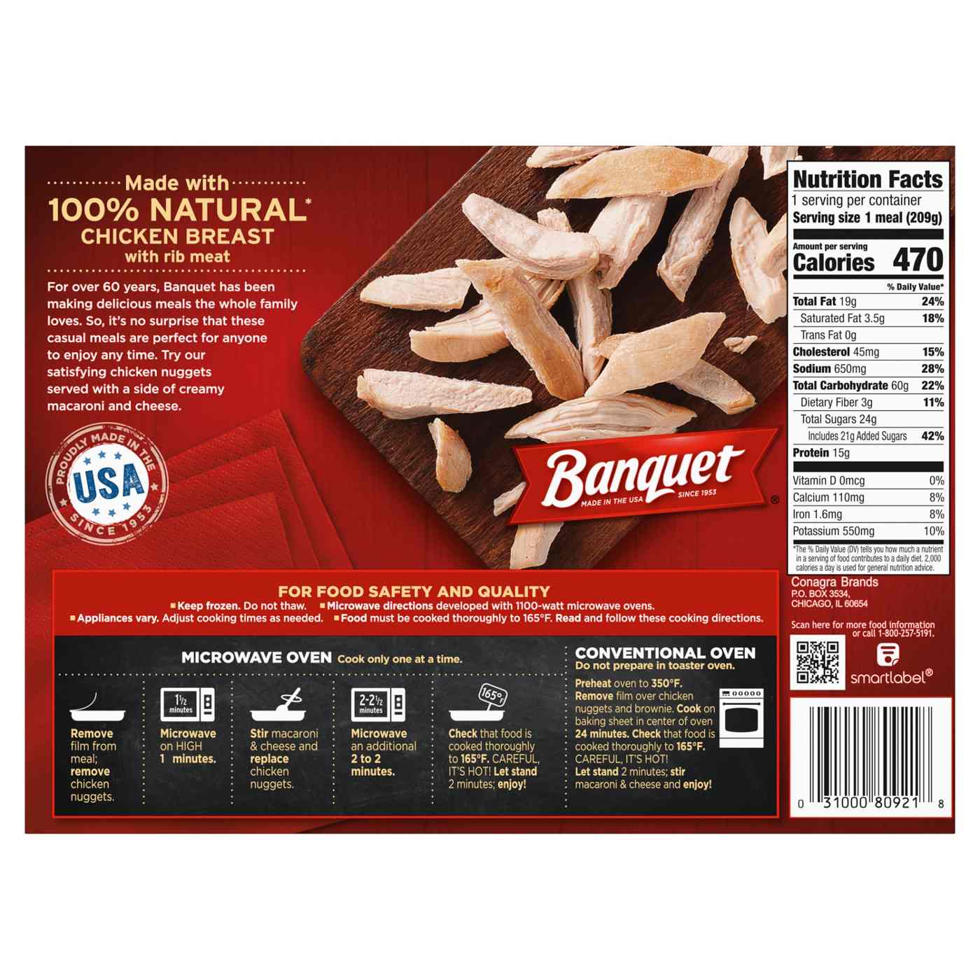 Banquet Chicken Nuggets Mac & Cheese Frozen Meal; image 4 of 4