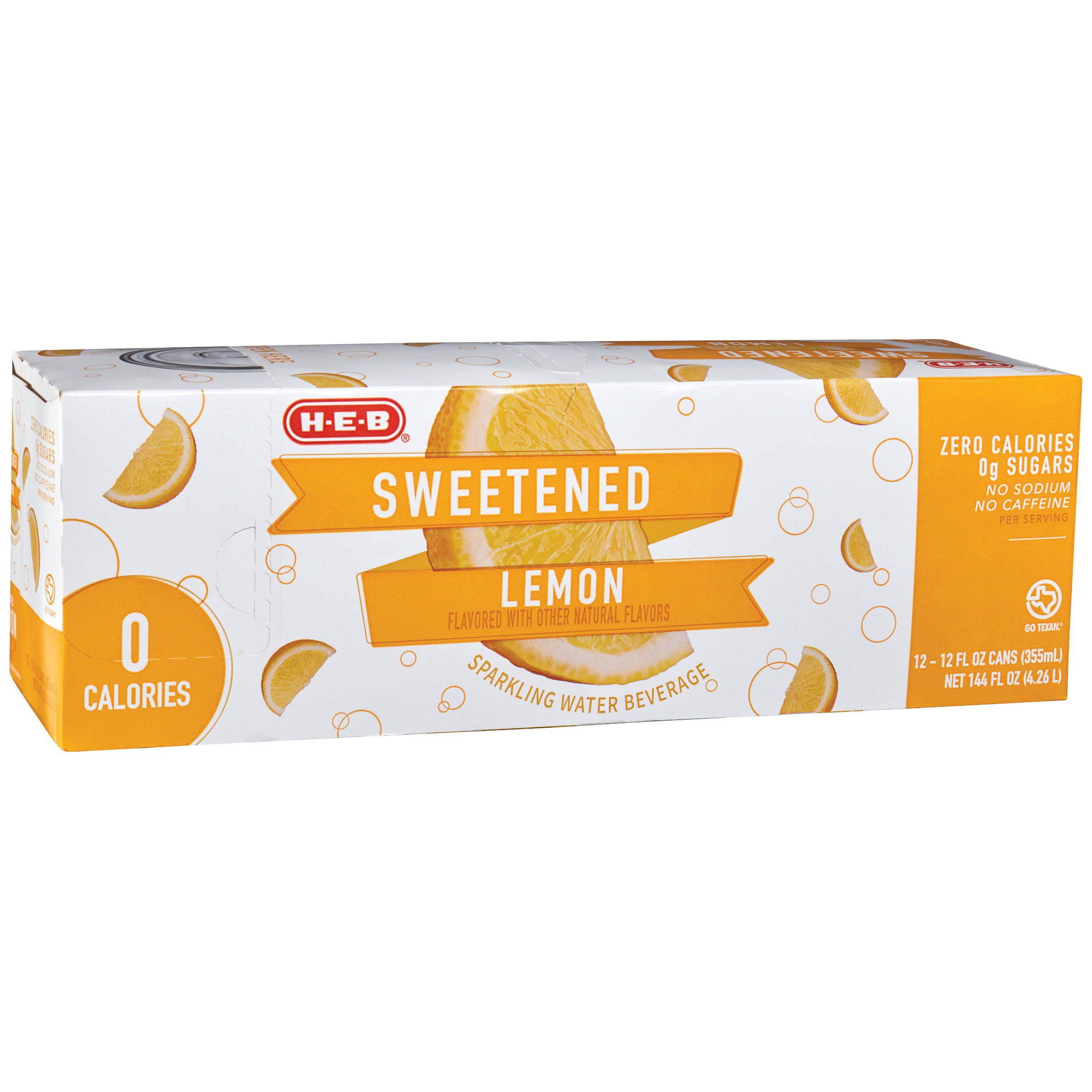 H E B Sweetened Lemon Sparkling Water 12 Oz Cans Shop Water At H E B