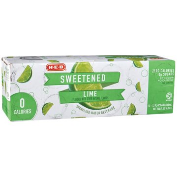 H-E-B Sweetened Lime Sparkling Water 12 pk Cans, 12 oz