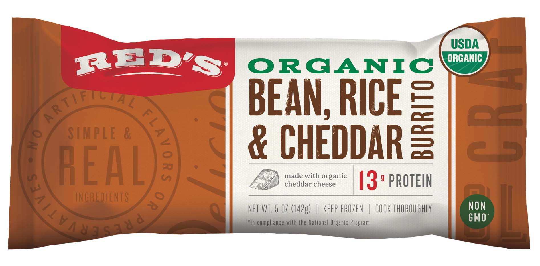 Red's Organic Dairy Free Bean And Rice Burrito Shop Entrees & sides