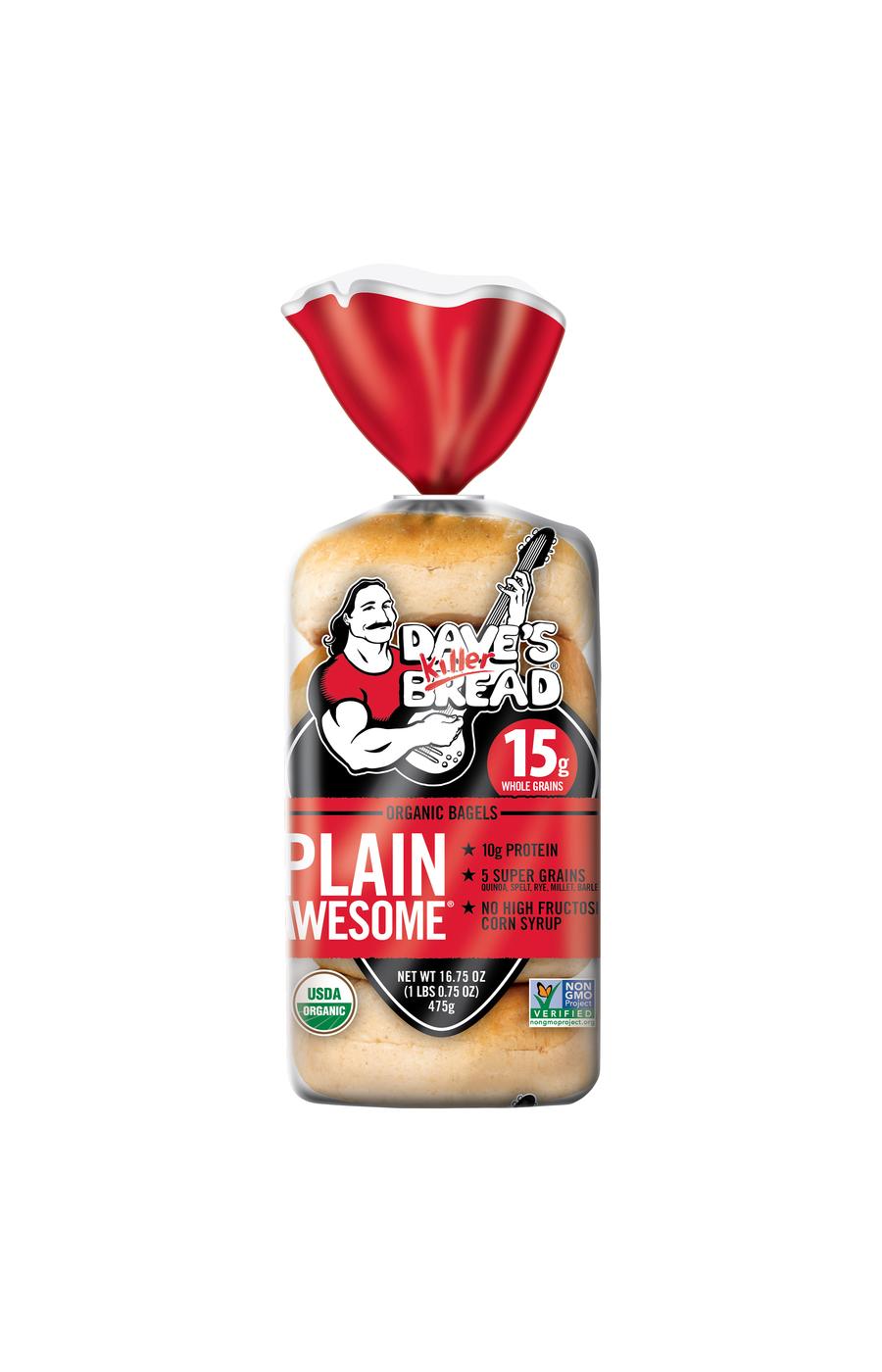 Dave's Killer Bread Plain Awesome 10g Protein Organic Bagels; image 1 of 3