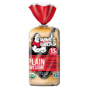 Dave's Killer Bread Plain Awesome 10g Protein Organic Bagels, 5 ct