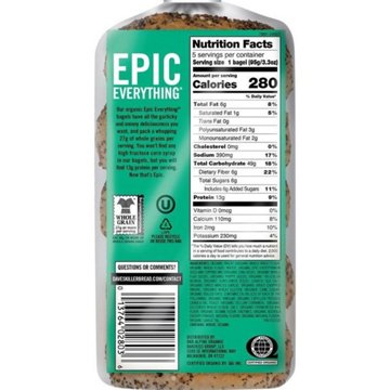Dave's Killer Bread Epic Everything 13g Protein Organic Bagels, 5 ct