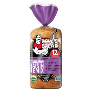 Dave's Killer Bread Cinnamon Raisin Remix 12g Protein Organic Bagels, 5 ct