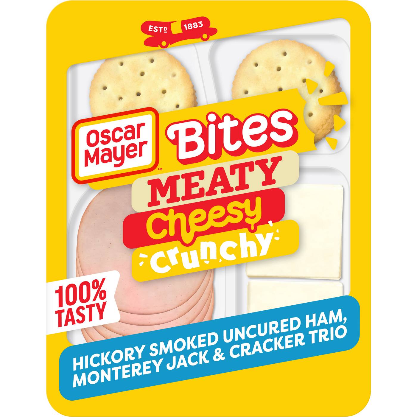 Oscar Mayer Bites Snack Tray - Hickory Smoked Uncured Ham, Monterey Jack & Crackers Trio; image 1 of 5