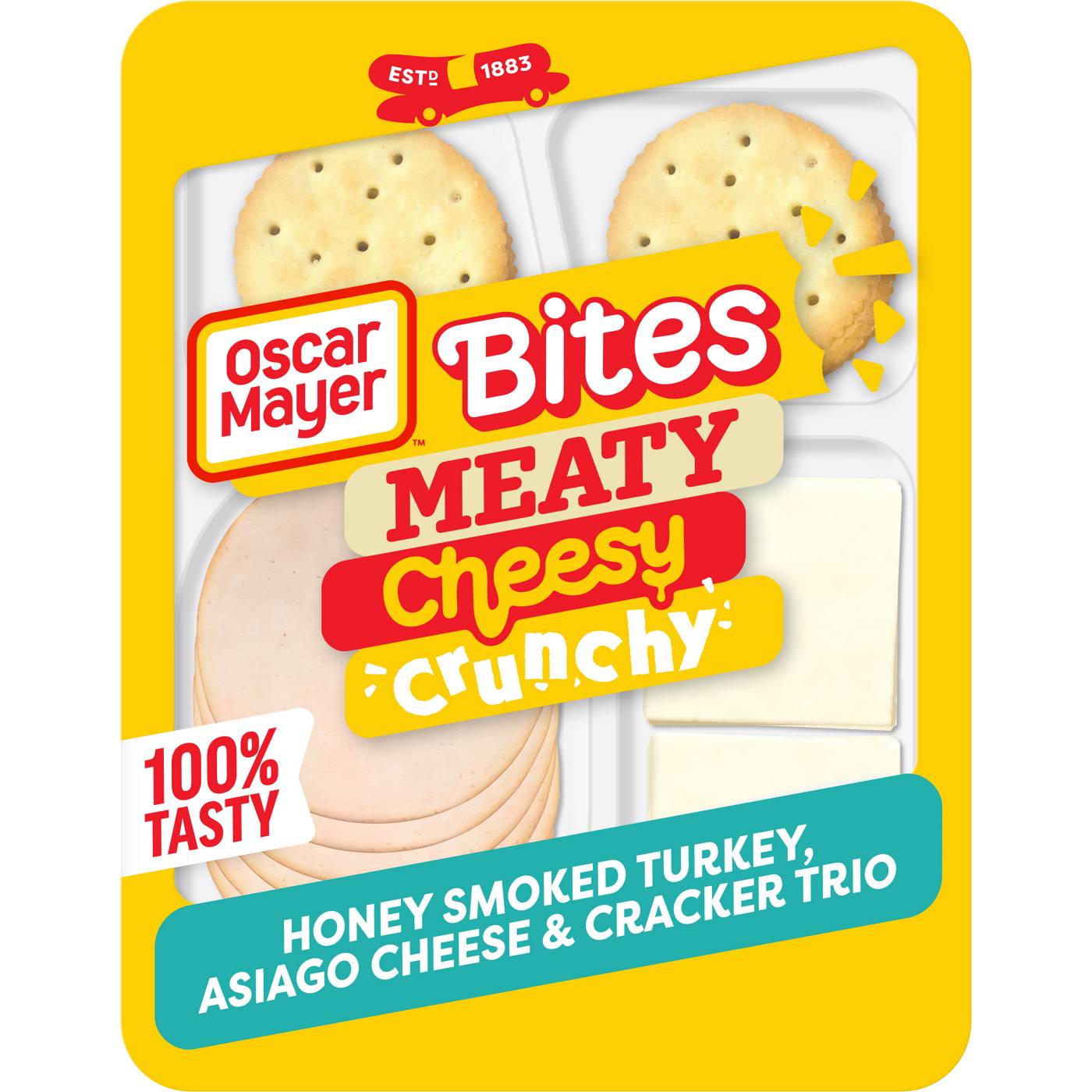 Oscar Mayer Bites Snack Tray - Honey Smoked Turkey, Asiago & Crackers Trio; image 1 of 5