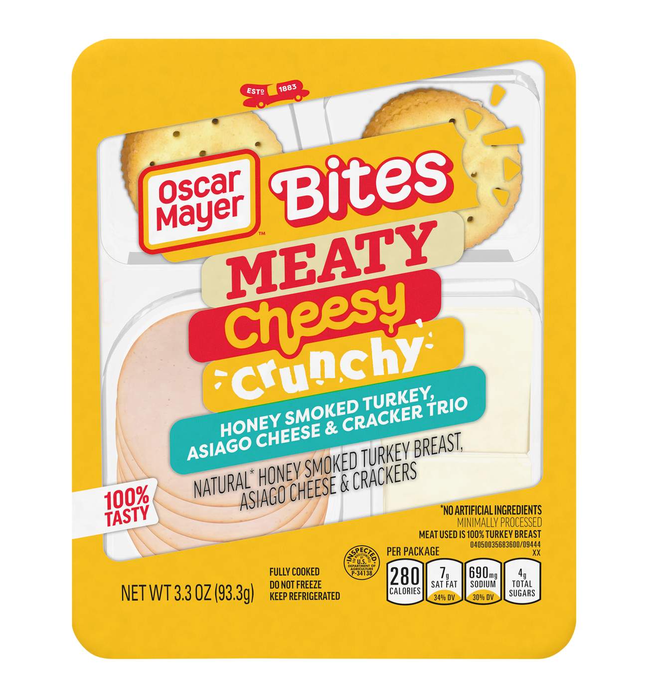 Oscar Mayer Bites Snack Tray - Honey Smoked Turkey, Asiago & Crackers Trio; image 3 of 5